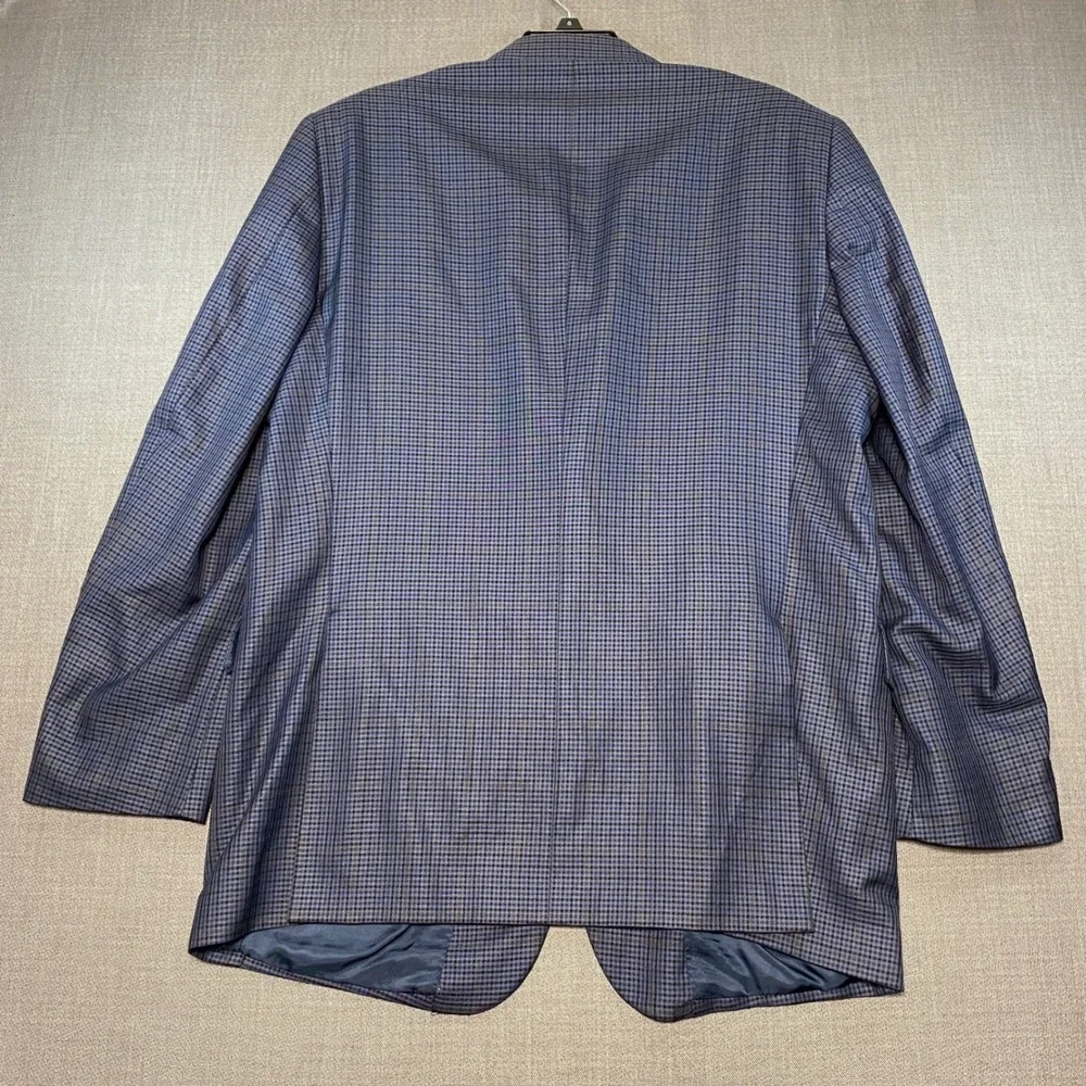 Jos. A. Bank Signature Collection 44L Blazer Silk Wool Blue Tailored Check Plaid
